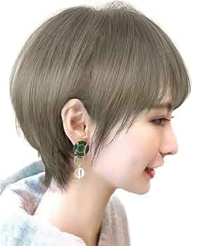 人毛ミックス フルウィッグ 医療用 ボブ ショートストレート かつら ウィッグ Brightlele 医療用ウィッグ 人毛MIX ウィッグ 人毛ウィッグ 人毛